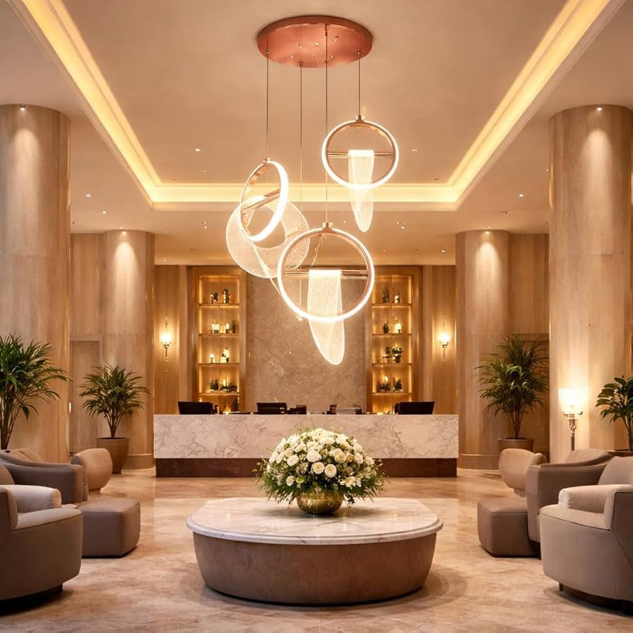 Rose Gold Double Ring Pendant Light