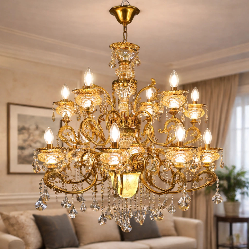 Royal Vintage Style Italian Glass Chandelier – 12 Lights