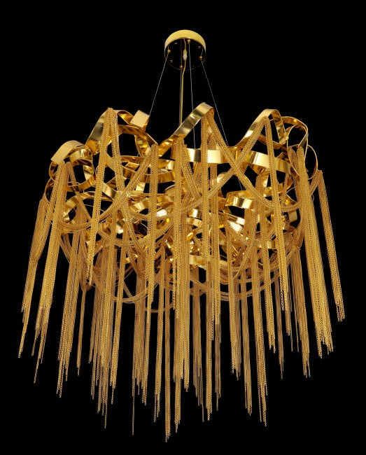 Gold Ribbon Modern Chandelier - Sparc Lights