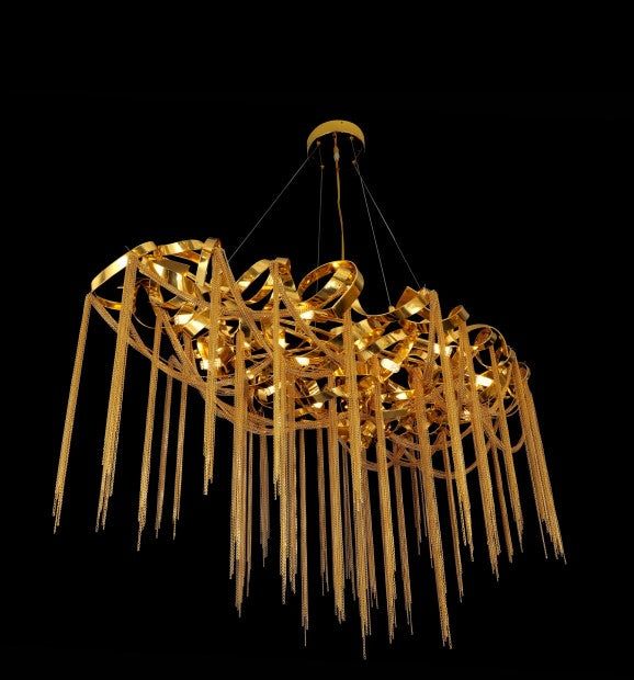 Gold Ribbon Modern Chandelier - Sparc Lights