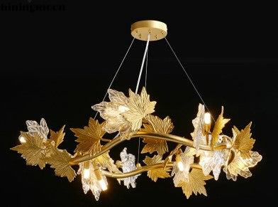 Golden Maple Leaf Modern Chandelier - Sparc Lights