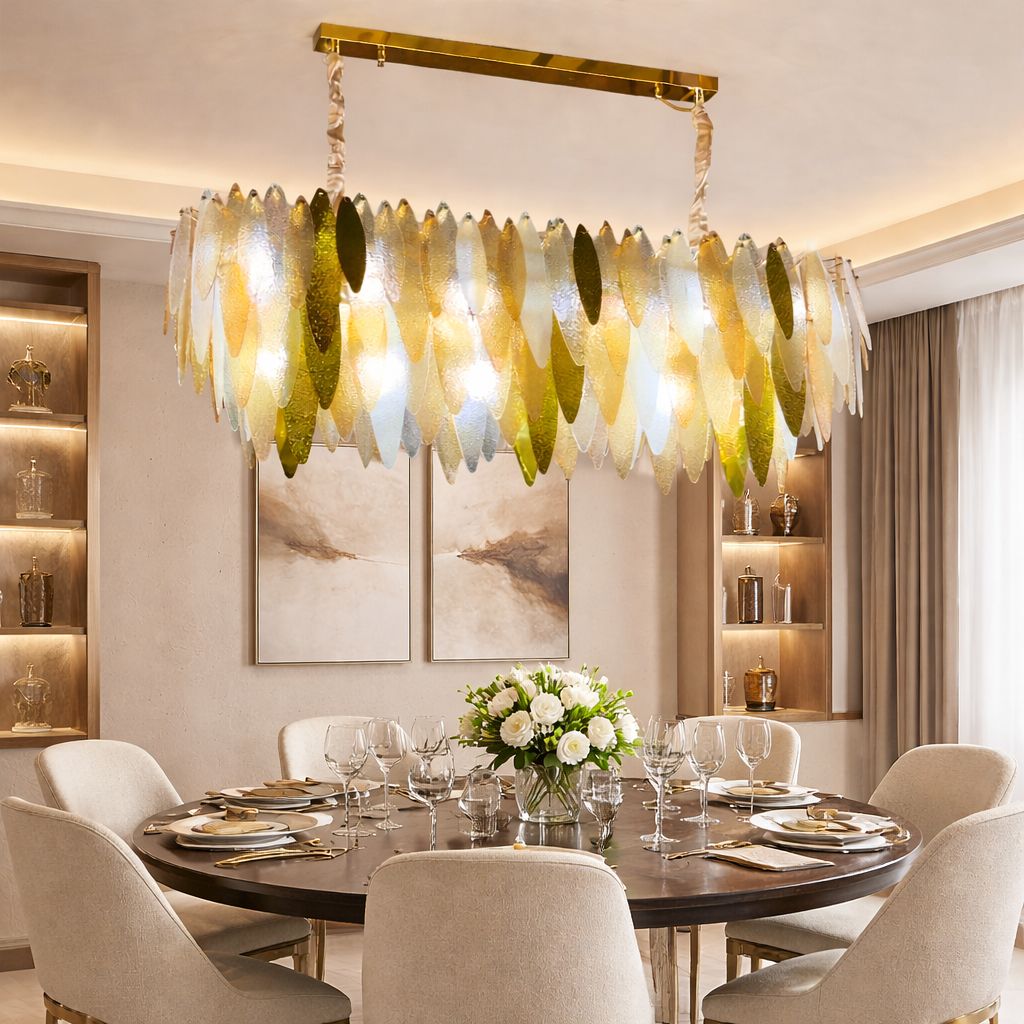 Luxurious Ice Drop Metal Glass Chandelier – 3 Colour LED Design