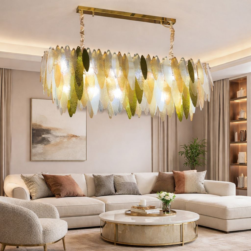 Luxurious Ice Drop Metal Glass Chandelier – 3 Colour LED Design