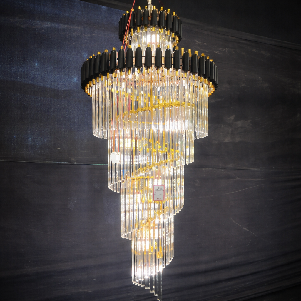 Spiral Taper Chandelier – Modern LED Crystal Statement Light