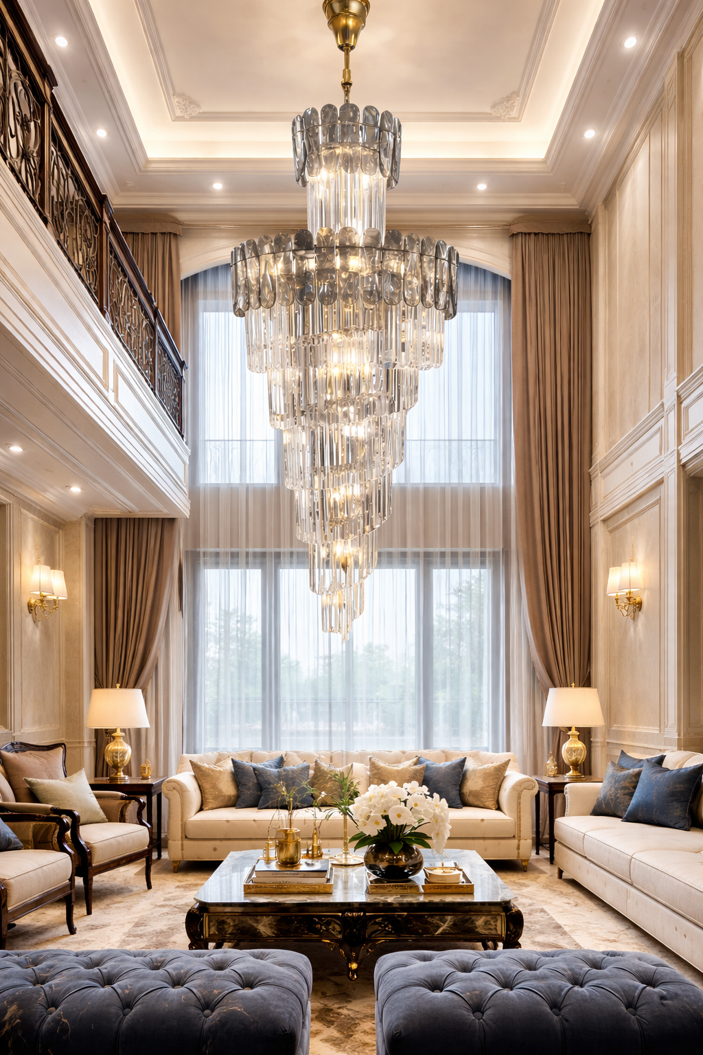 Spiraling Flights Crystal Chandelier