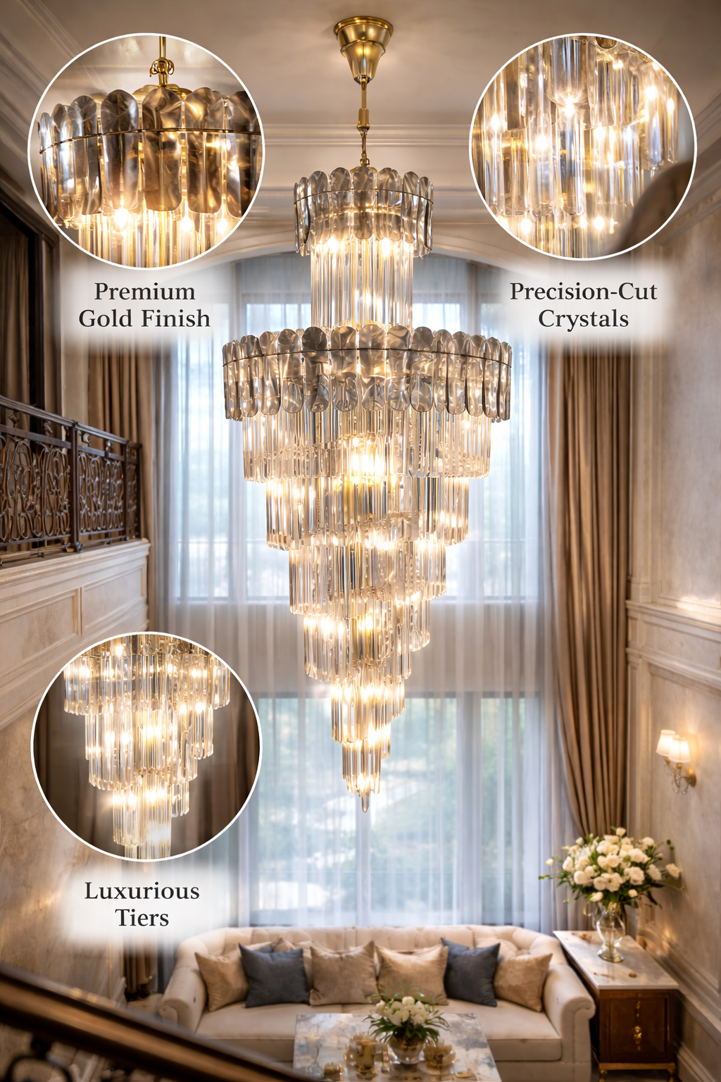 Spiraling Flights Crystal Chandelier