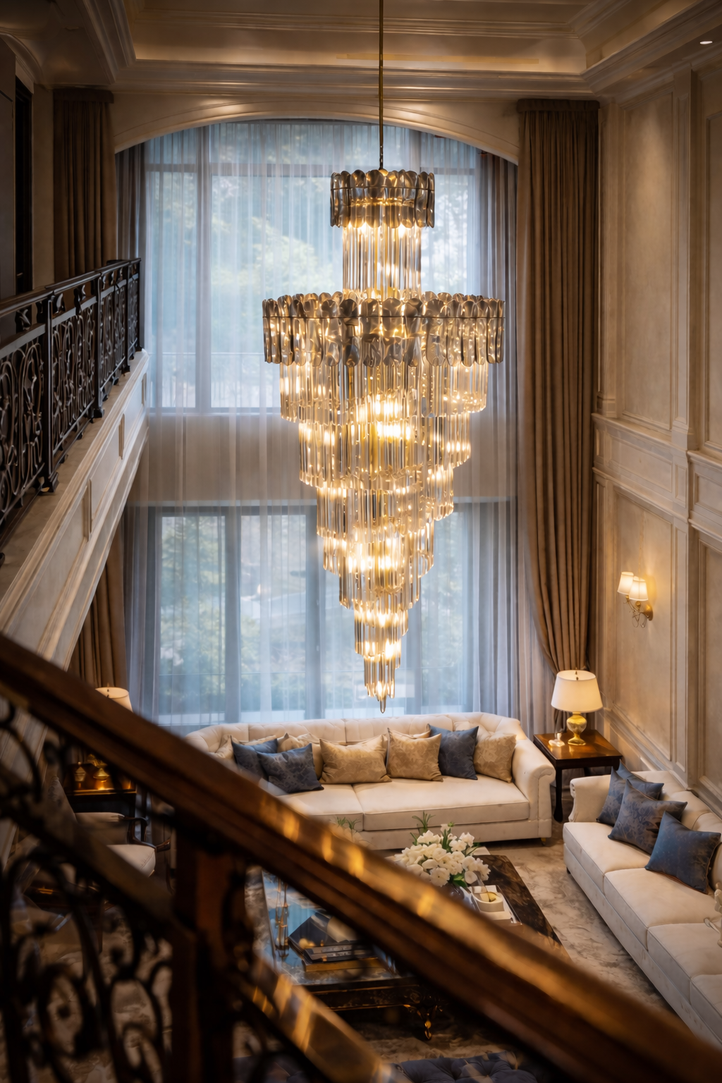 Spiraling Flights Crystal Chandelier