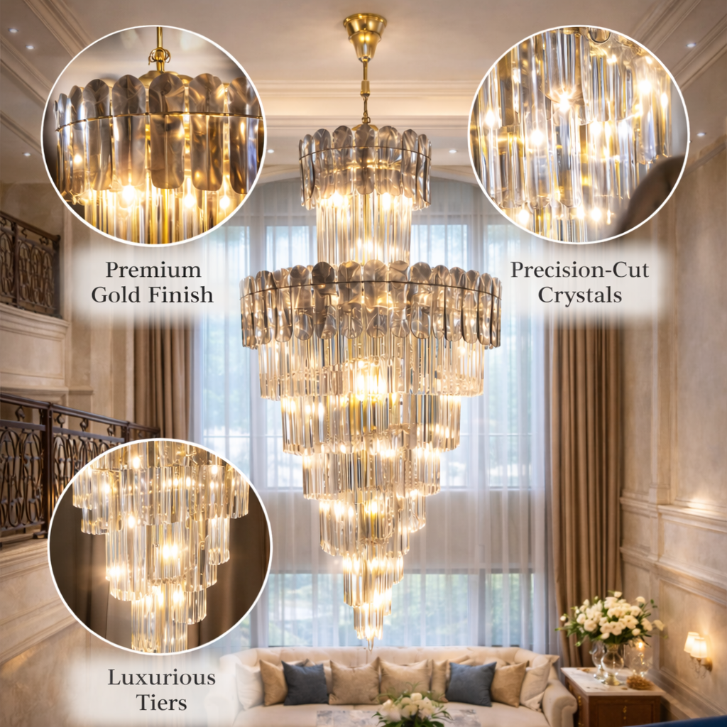 Spiraling Flights Crystal Chandelier – Grand Spiral LED Statement Light