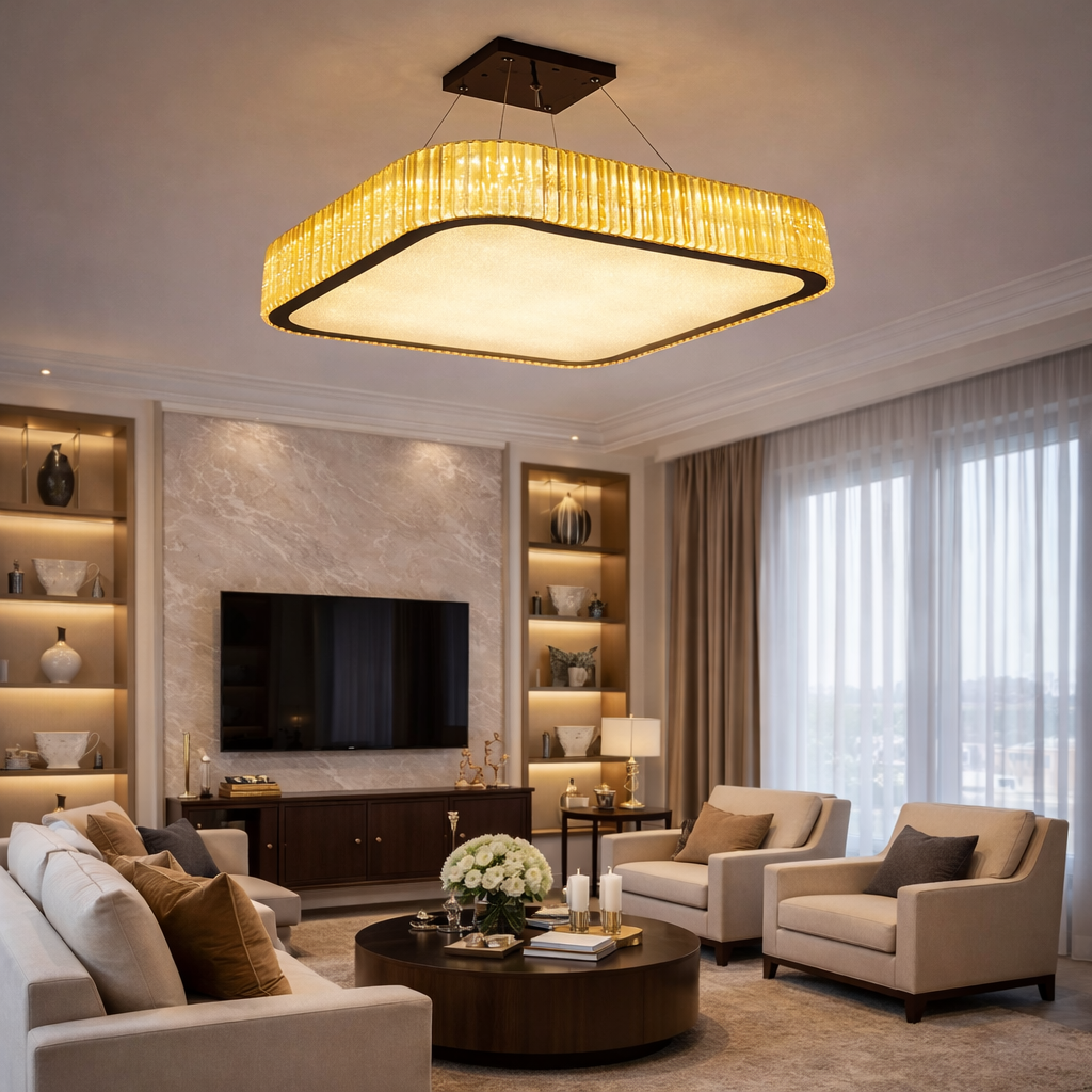 Square Modern Crystal Chandelier LED Light - Multi-Color Elegance