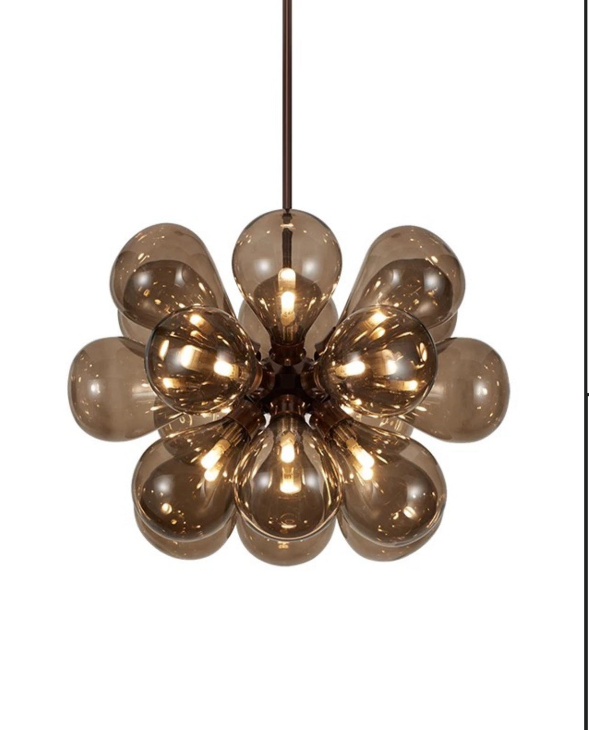 Chandelier with glass bulbs on a white background