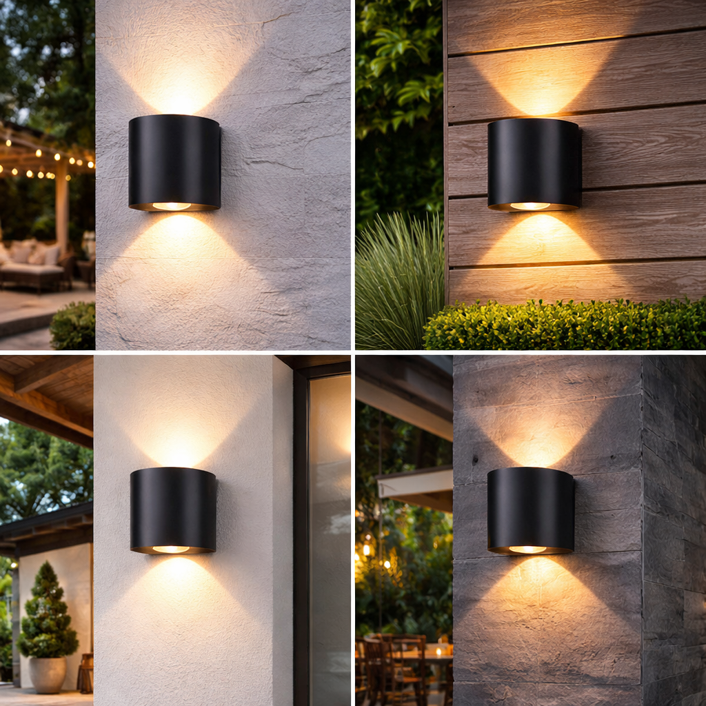 Up Down Wall Light with “U” Beam – Black Outdoor LED