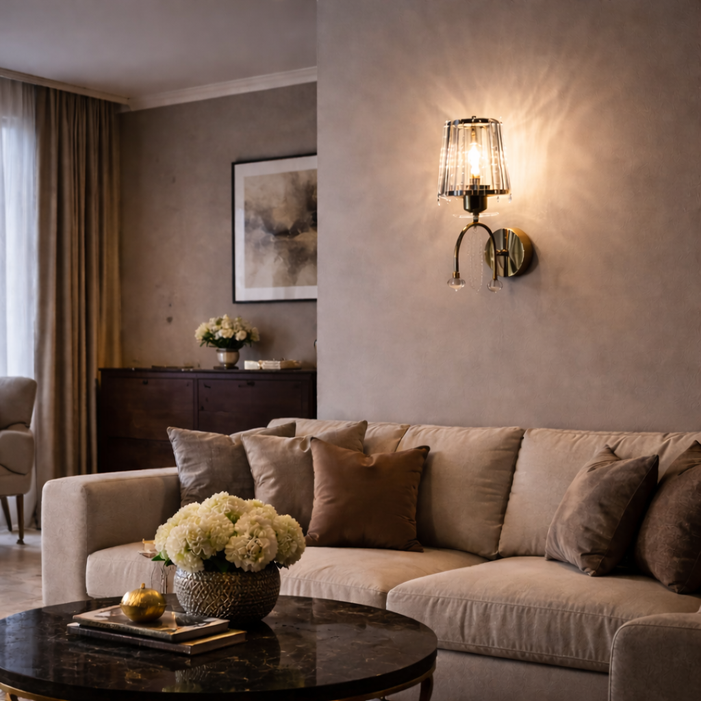 Vintage Crystal Shade Wall Light – 3 Colour LED Wall Lamp