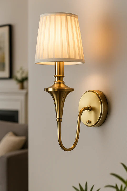 VintageMetallicFabricShadeWallLamp