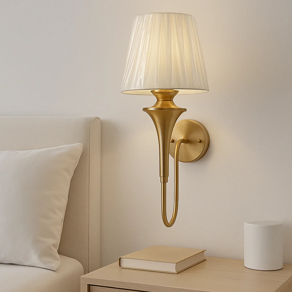 VintageMetallicFabricShadeWallLamp