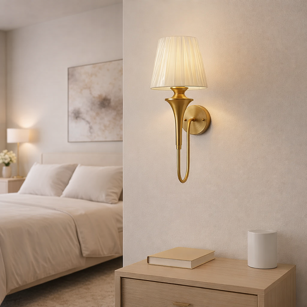 Vintage Metallic Fabric Shade Wall Lamp