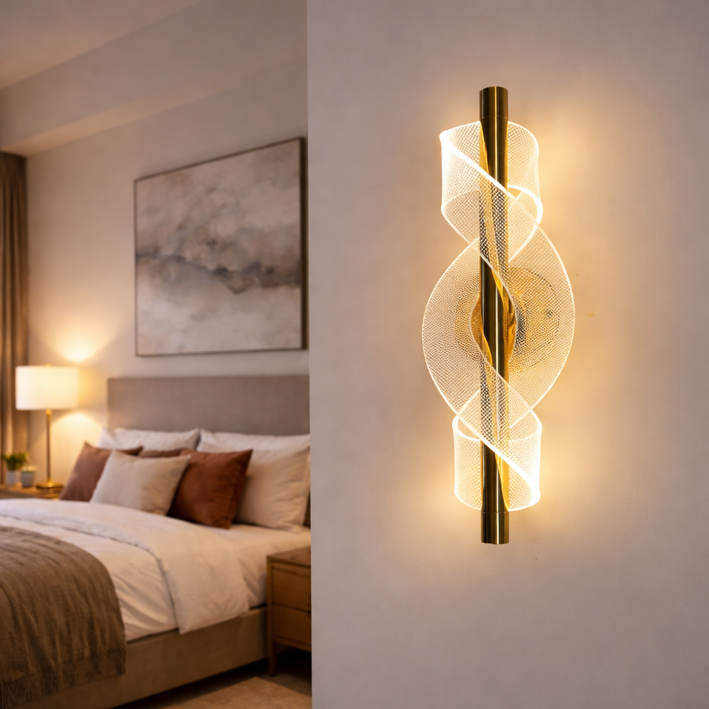 Wavy Curls Line Modern LED Wall Mounted Sconce Light – French Gold