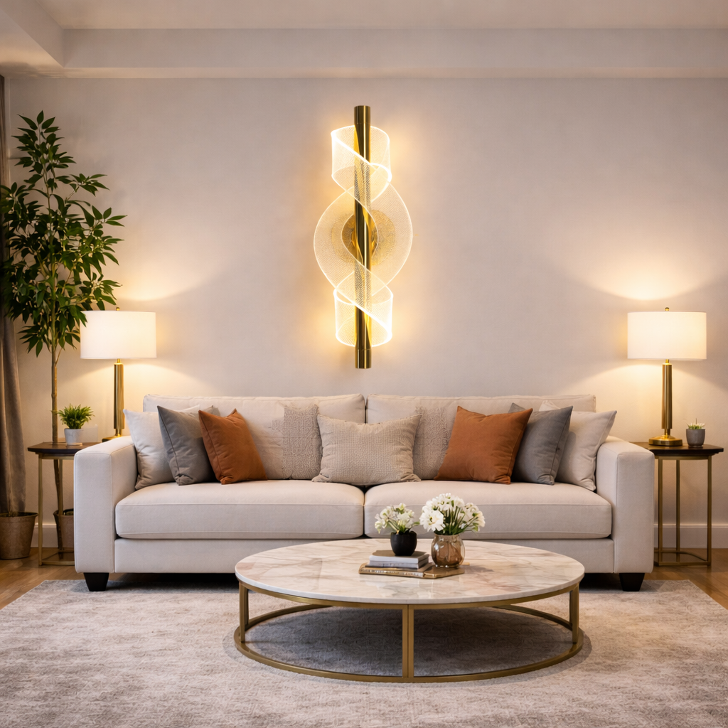 Wavy Curls Line Modern LED Wall Mounted Sconce Light – French Gold