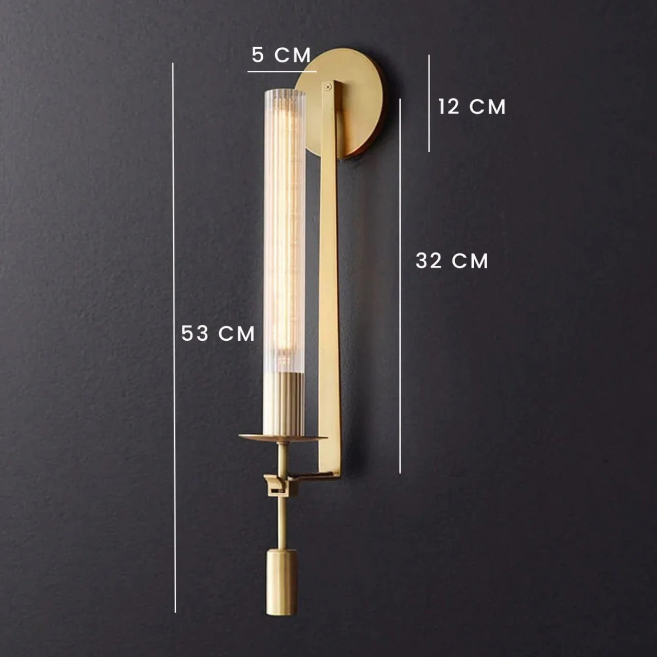 Retro Long Neck Gold Glass Wall Sconce