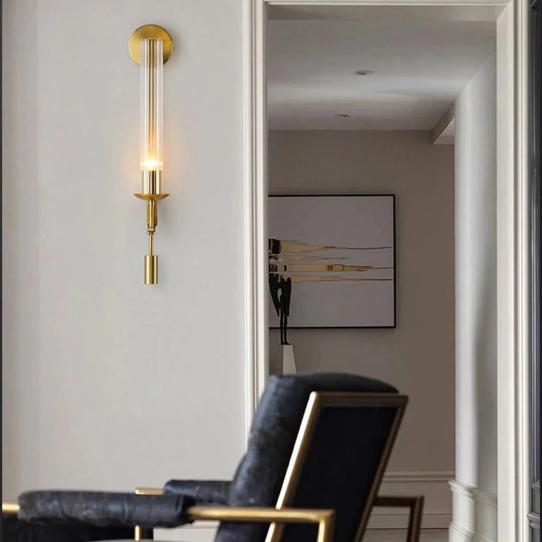 Retro Long Neck Gold Glass Wall Sconce