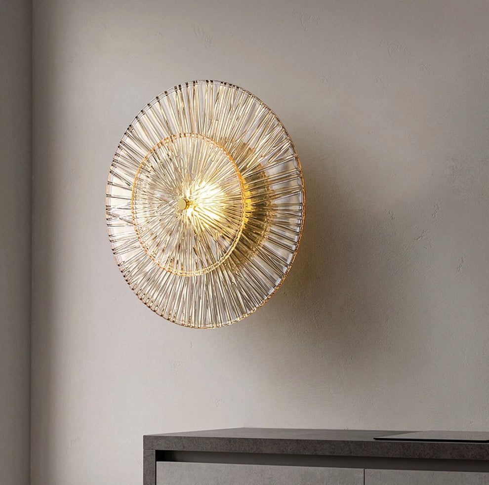 Sparc Circular Crystal Modern Gold Metal Wall Light