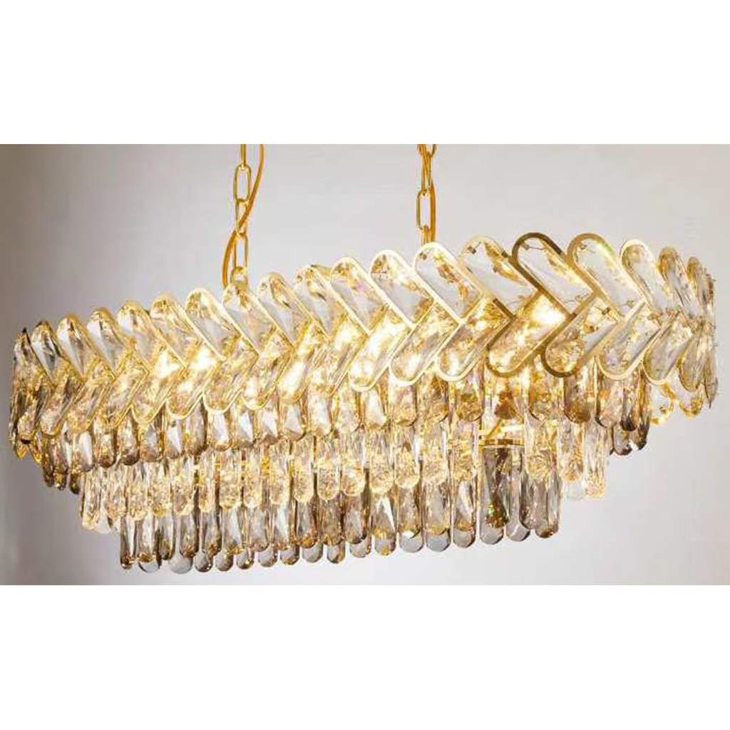 Regal Radiance Long Crystal Chandelier - Sparc Lights