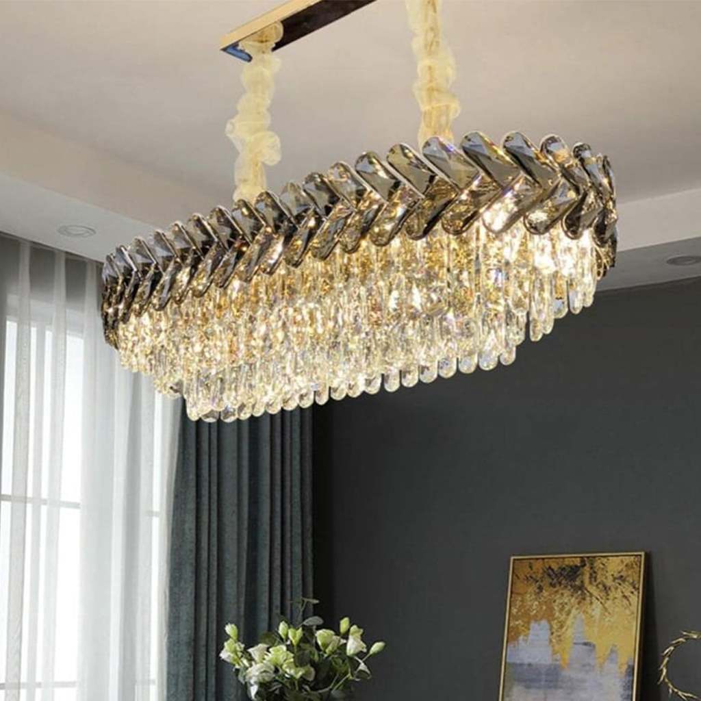 Regal Radiance Long Crystal Chandelier - Sparc Lights