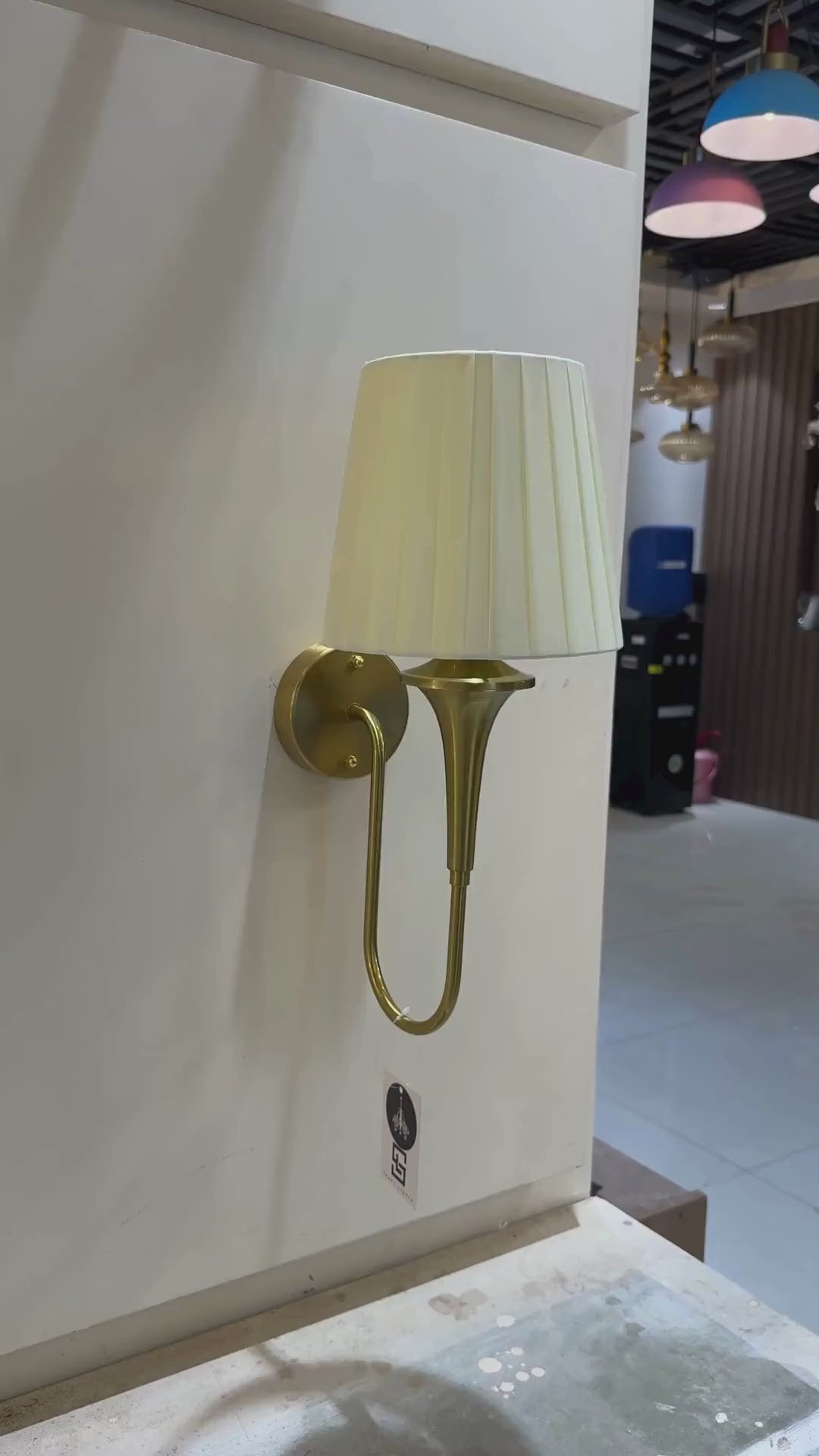 Vintage Metallic Fabric Shade Wall Lamp