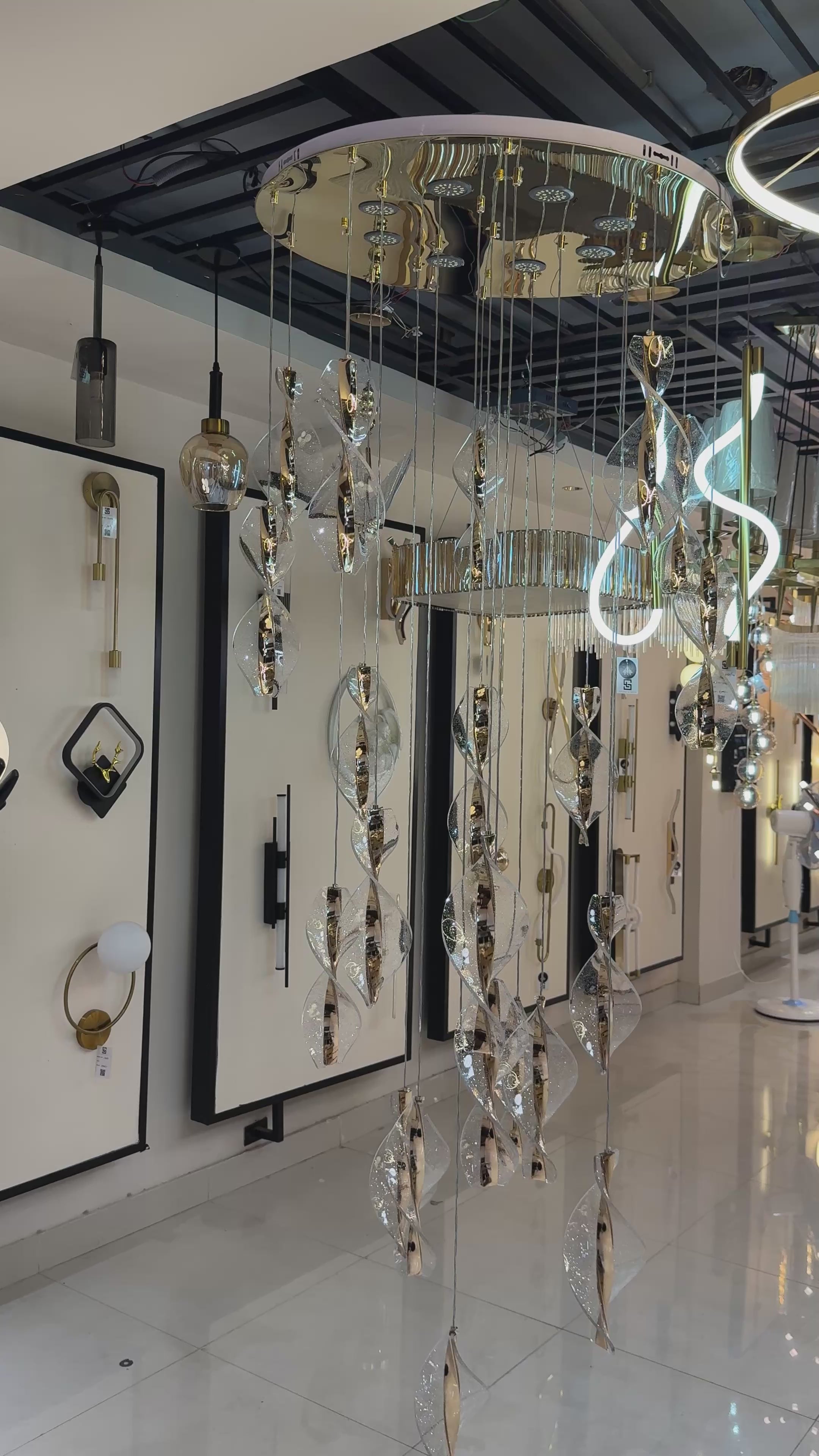 Modern 21 Lights Curvy Classic Double Height Chandelier