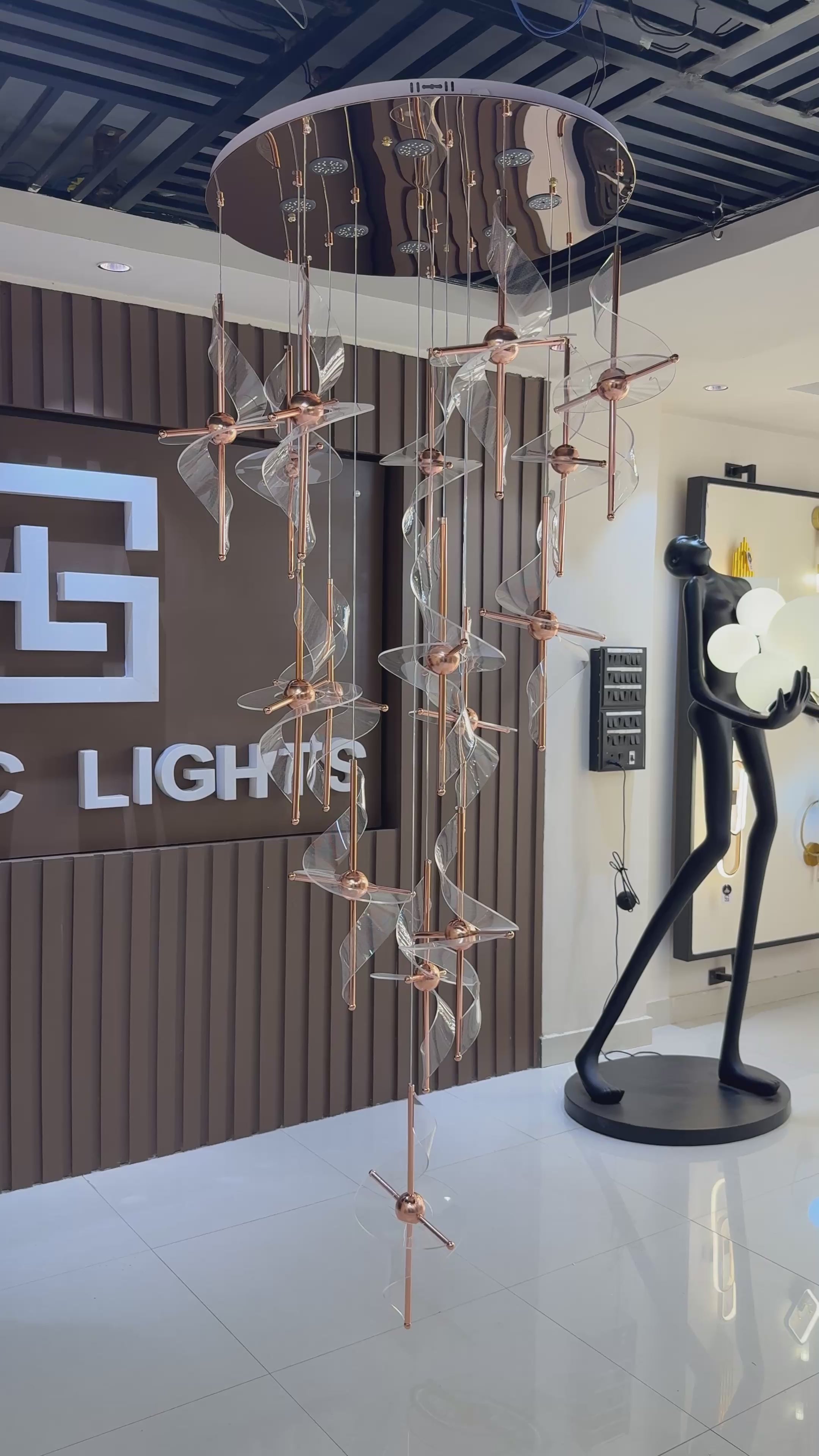 Luxury 16 Light Spiral Crystal Double Height Chandelier