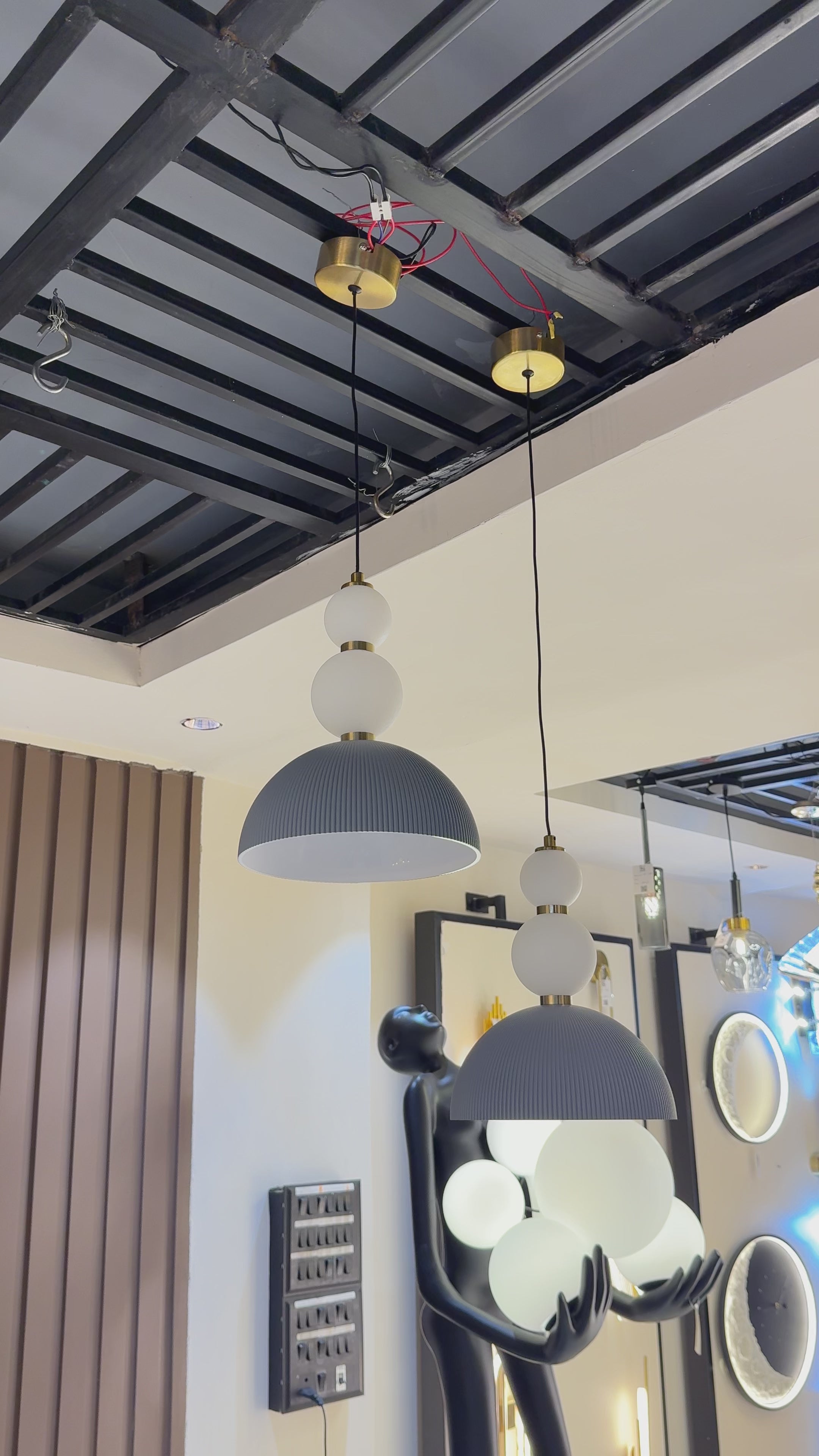 Modern Fluted Dome Pendant LED Hanging Light