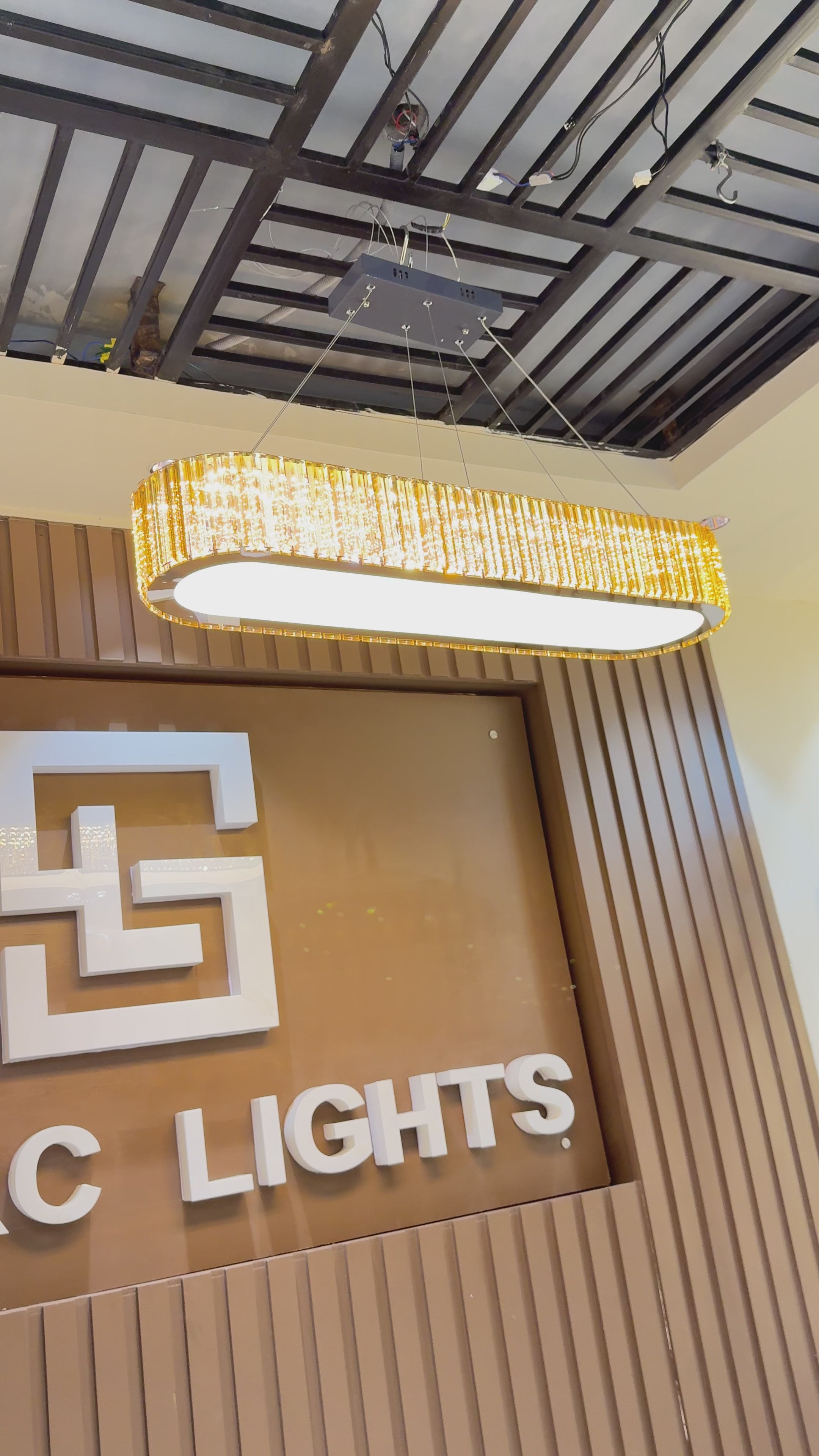 Modern Oval Crystal Chandelier – 3 Color LED Ceiling Light