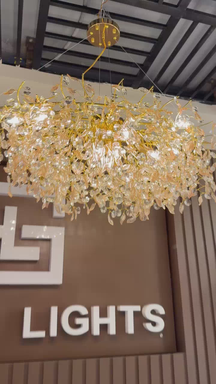 Luxury Leaf Petals Crystal Chandelier