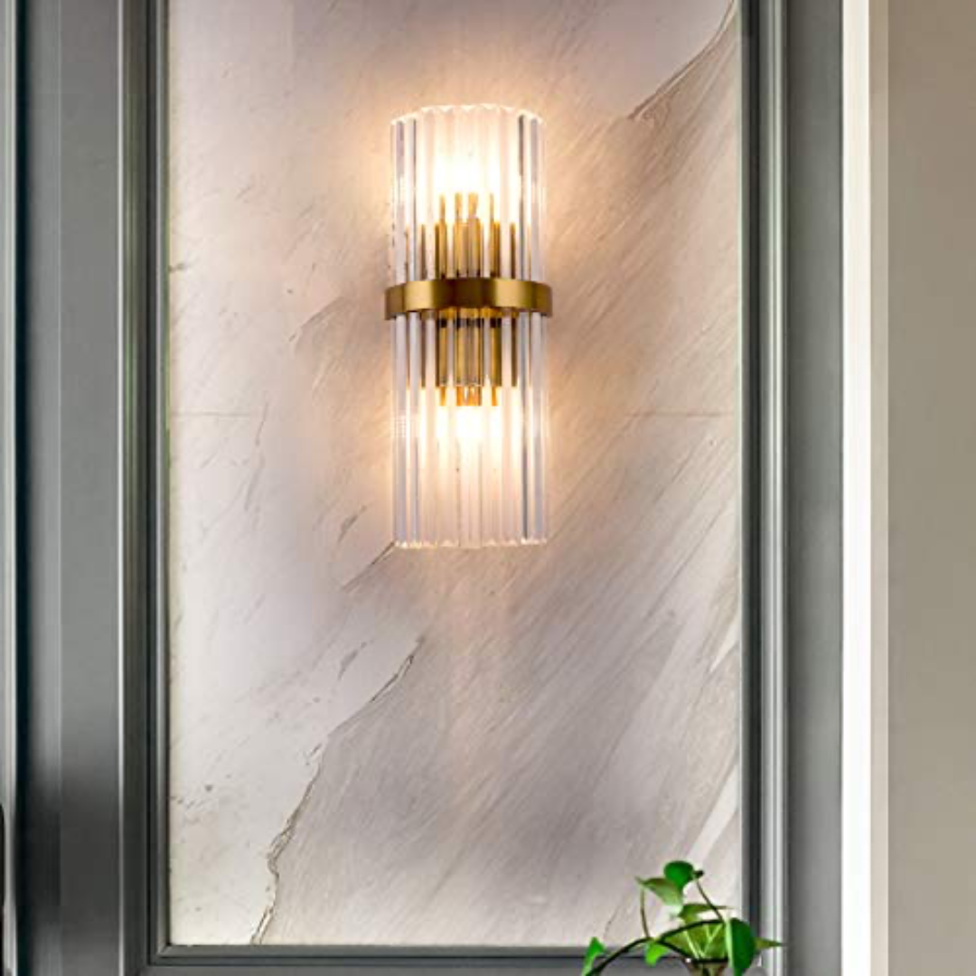 Crystal Modern Circular Gold Metal Wall Light - Sparc Lights