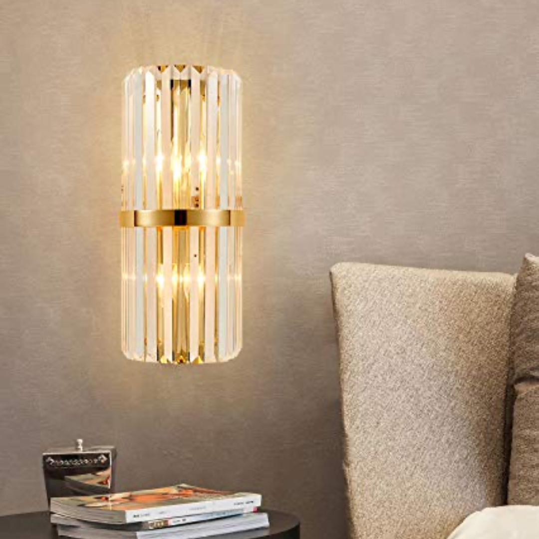 Crystal Modern Circular Gold Metal Wall Light - Sparc Lights