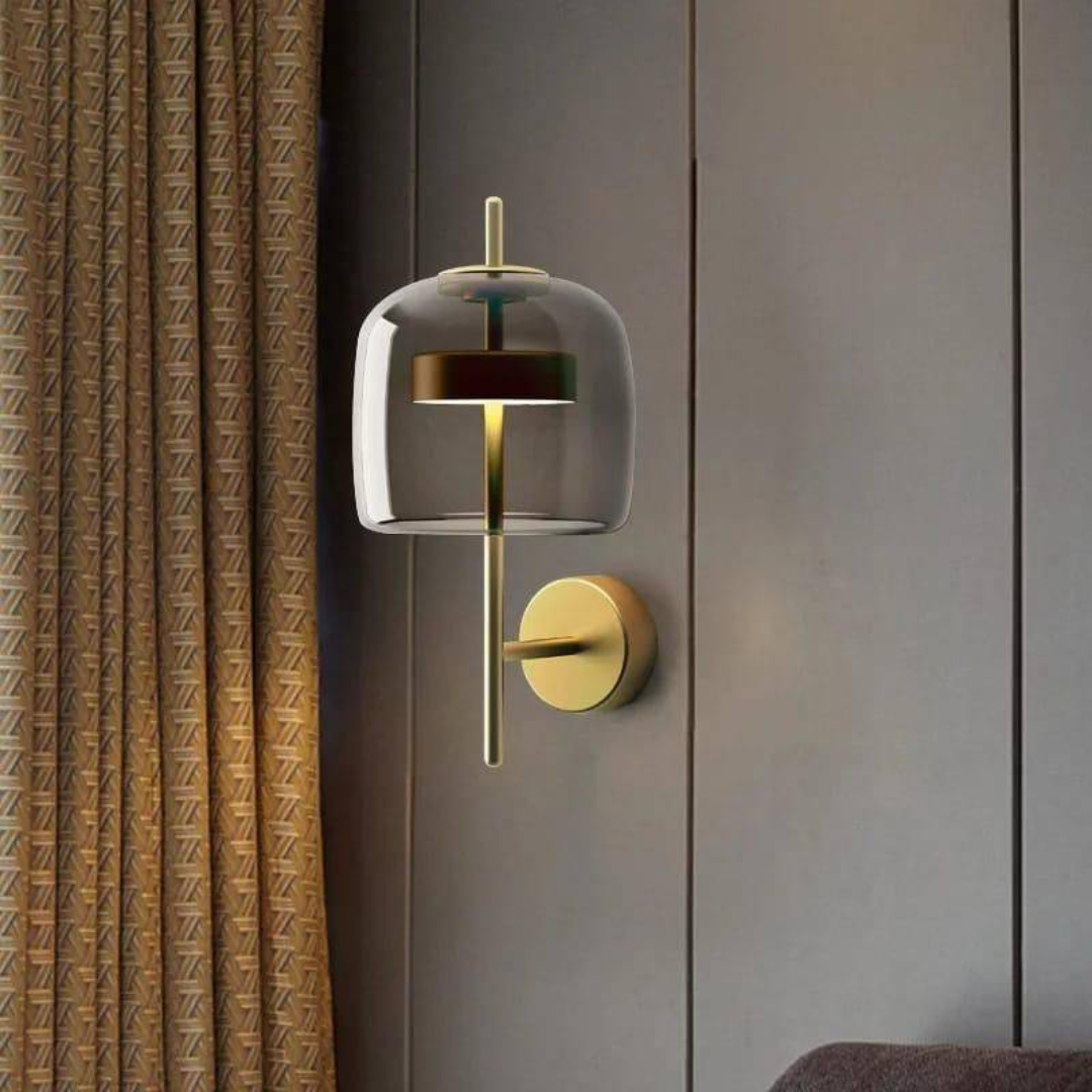 Led Gold Smokey Glass Wall Light Metal - Sparc Lights