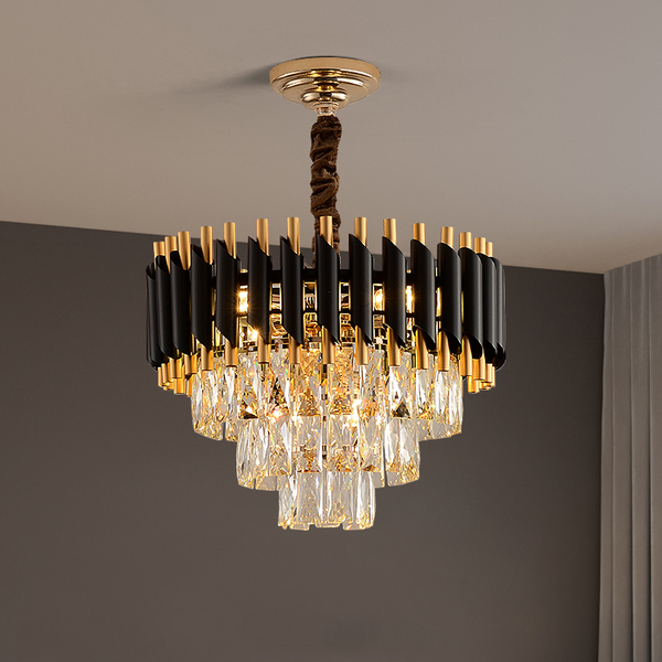 Black Mamba Crystal Chandelier – Luxury Black & Gold Statement Lighting